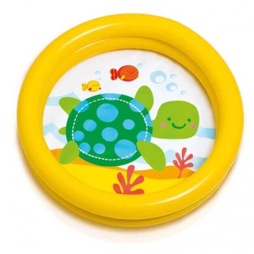 Gelber Aufblaspool mit Print