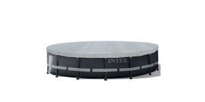 Intex-Abdeckplane Deluxe für runde Frame-Pools mit einem Durchmesser von 488 cm.
