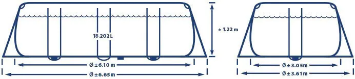 Linienzeichnung Prisma Oval Frame 610 x 305x 122 cm Prisma Oval Frame 610 x 305 x 122 cm